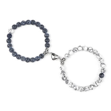 2er Set Magnetische Partnerarmbänder – Naturstein Perlenarmband für Paare & Freundschaft