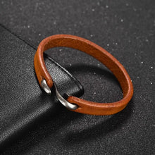 Echtes Lederarmband für Herren – Klassisches Cuff Wristband in Schwarz, Braun oder Orange