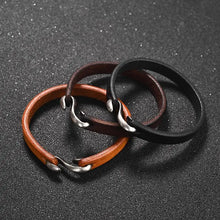 Echtes Lederarmband für Herren – Klassisches Cuff Wristband in Schwarz, Braun oder Orange