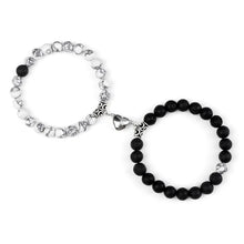 2er Set Magnetische Partnerarmbänder – Naturstein Perlenarmband für Paare & Freundschaft