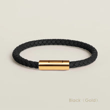 Handgewebtes Lederarmband mit Edelstahl-Button – Klassisches Unisex-Design in 15 Farben