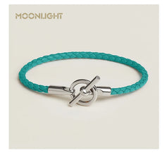 MOONLIGHT Lederarmband mit OT-Lock – Klassisches Unisex Couples Bracelet aus Echtleder
