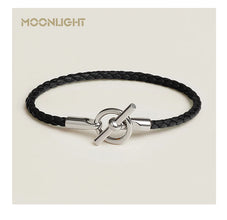 MOONLIGHT Lederarmband mit OT-Lock – Klassisches Unisex Couples Bracelet aus Echtleder