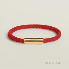 Handgewebtes Lederarmband mit Edelstahl-Button – Klassisches Unisex-Design in 15 Farben