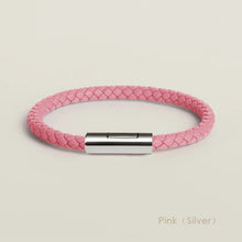 Handgewebtes Lederarmband mit Edelstahl-Button – Klassisches Unisex-Design in 15 Farben