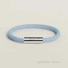 Handgewebtes Lederarmband mit Edelstahl-Button – Klassisches Unisex-Design in 15 Farben