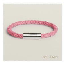 Handgewebtes Lederarmband mit Edelstahl-Button – Klassisches Unisex-Design in 15 Farben