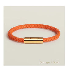 Handgewebtes Lederarmband mit Edelstahl-Button – Klassisches Unisex-Design in 15 Farben