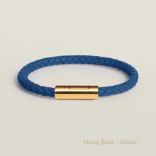 Handgewebtes Lederarmband mit Edelstahl-Button – Klassisches Unisex-Design in 15 Farben