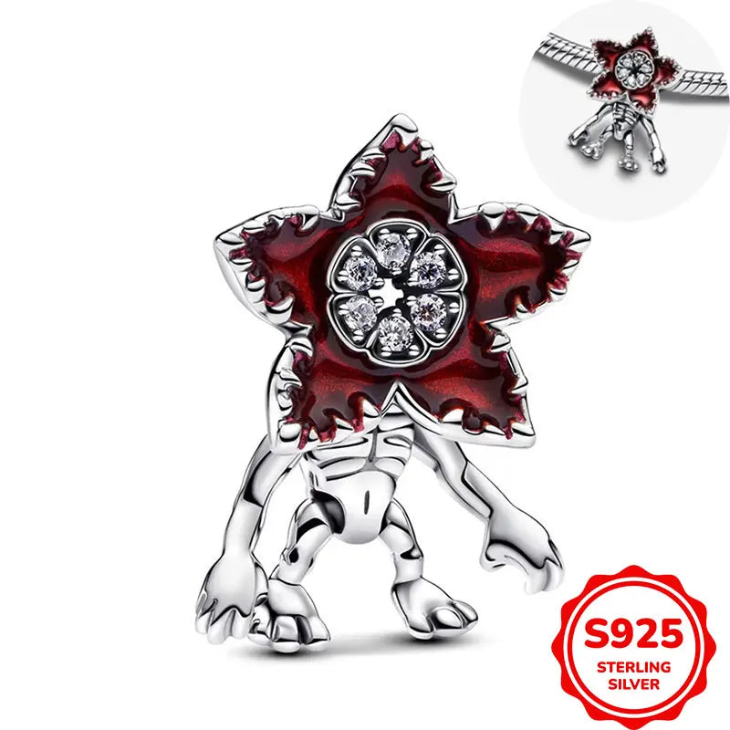 Stranger Things Charm Anhänger 925 Sterling Silber –  Demogorgon, Hellfire Club, Hawkins | für Bettelarmband