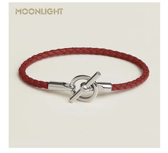 MOONLIGHT Lederarmband mit OT-Lock – Klassisches Unisex Couples Bracelet aus Echtleder
