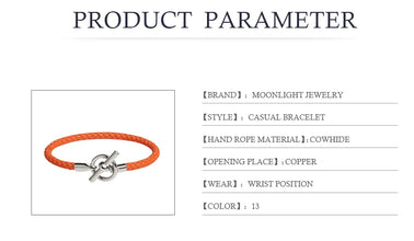 MOONLIGHT Lederarmband mit OT-Lock – Klassisches Unisex Couples Bracelet aus Echtleder