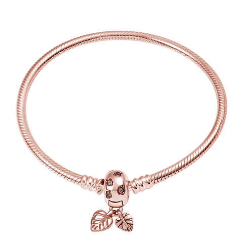 Charm Armband mit Blättern in Rosé & Silber