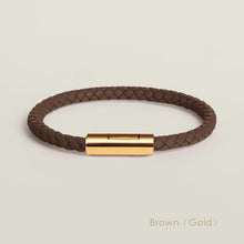 Handgewebtes Lederarmband mit Edelstahl-Button – Klassisches Unisex-Design in 15 Farben