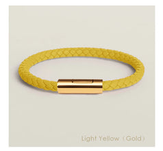 Handgewebtes Lederarmband mit Edelstahl-Button – Klassisches Unisex-Design in 15 Farben