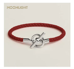 MOONLIGHT Lederarmband mit OT-Lock – Klassisches Unisex Couples Bracelet aus Echtleder