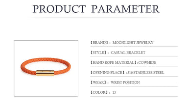 Handgewebtes Lederarmband mit Edelstahl-Button – Klassisches Unisex-Design in 15 Farben