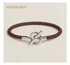 MOONLIGHT Lederarmband mit OT-Lock – Klassisches Unisex Couples Bracelet aus Echtleder