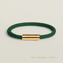 Handgewebtes Lederarmband mit Edelstahl-Button – Klassisches Unisex-Design in 15 Farben