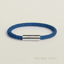 Handgewebtes Lederarmband mit Edelstahl-Button – Klassisches Unisex-Design in 15 Farben