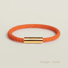 Handgewebtes Lederarmband mit Edelstahl-Button – Klassisches Unisex-Design in 15 Farben