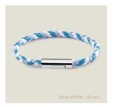 Handgewebtes Lederarmband mit Edelstahl-Button – Klassisches Unisex-Design in 15 Farben