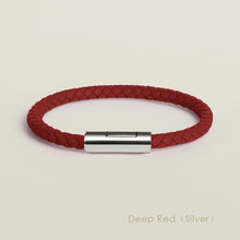 Handgewebtes Lederarmband mit Edelstahl-Button – Klassisches Unisex-Design in 15 Farben