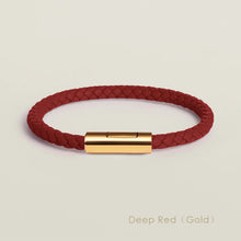 Handgewebtes Lederarmband mit Edelstahl-Button – Klassisches Unisex-Design in 15 Farben