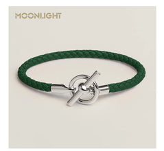 MOONLIGHT Lederarmband mit OT-Lock – Klassisches Unisex Couples Bracelet aus Echtleder