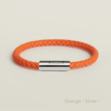 Handgewebtes Lederarmband mit Edelstahl-Button – Klassisches Unisex-Design in 15 Farben