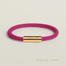 Handgewebtes Lederarmband mit Edelstahl-Button – Klassisches Unisex-Design in 15 Farben