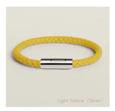 Handgewebtes Lederarmband mit Edelstahl-Button – Klassisches Unisex-Design in 15 Farben