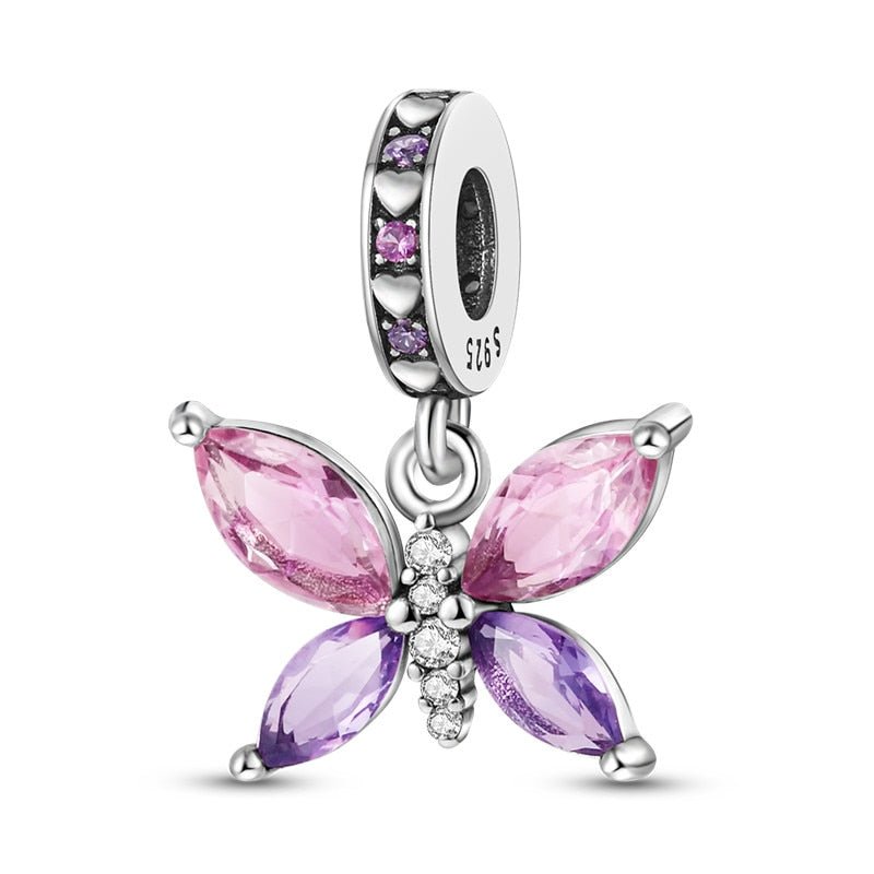 Butterfly Charm Anhänger 925 Sterling Silber – Farbiger Schmetterling mit Emaille für Bettelarmband - CharmsLuv