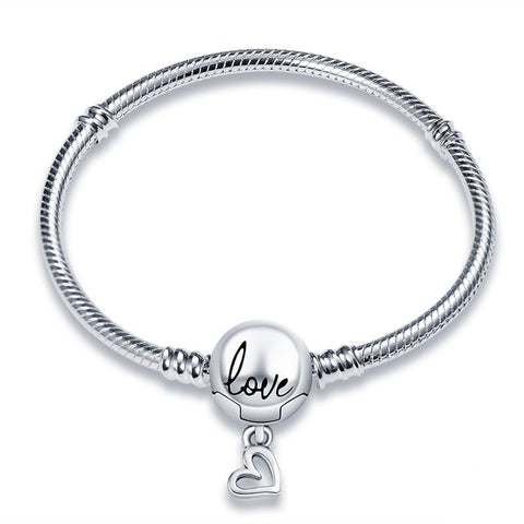 Charm Armband 925 Sterling Silber – Love Herz Anhänger mit Zirkonia Verschluss - CharmsLuv