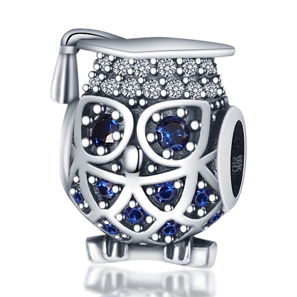 Eule Abschlusshut Charm 925 Sterling Silber – Studien - Abschluss Anhänger für Bettelarmband - CharmsLuv