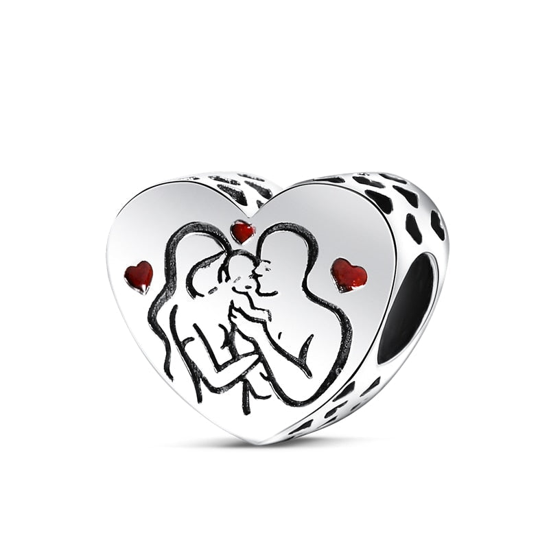 Familie Herz Charm Anhänger 925 Sterling Silber – Family Schmuck für Bettelarmband - CharmsLuv