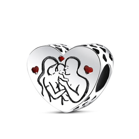 Familie Herz Charm Anhänger 925 Sterling Silber – Family Schmuck für Bettelarmband - CharmsLuv