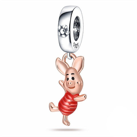Ferkel Charm Anhänger 925 Sterling Silber – Winnie Pooh Ferkel für Bettelarmband - CharmsLuv