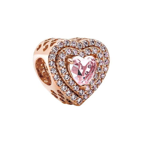 Funkelndes Herz Charm Anhänger 925 Sterling Silber – Zirkonia Herz für Bettelarmband - CharmsLuv
