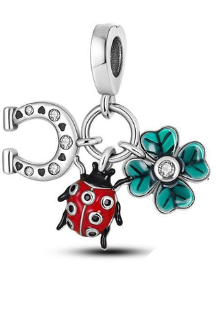 Glücksbringer Charm Anhänger 925 Sterling Silber – Klee, Herz & Symbole für Bettelarmband - CharmsLuv
