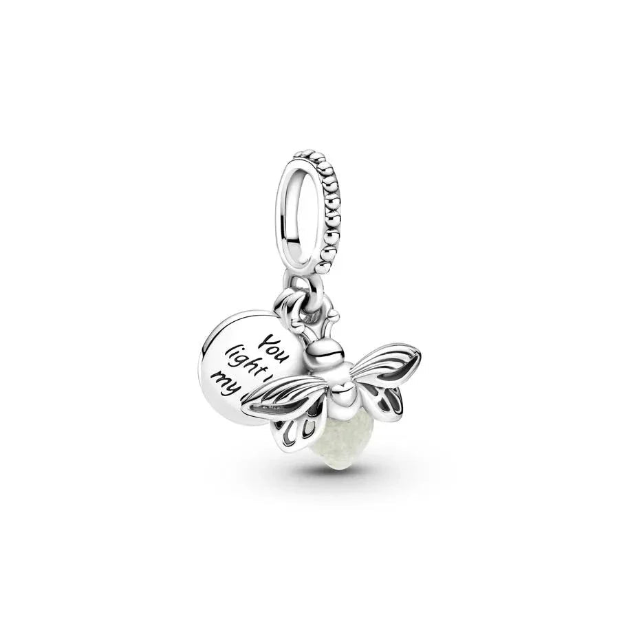 Glühwürmchen Charm Anhänger 925 Sterling Silber – Leuchtendes Symbol für Bettelarmband - CharmsLuv