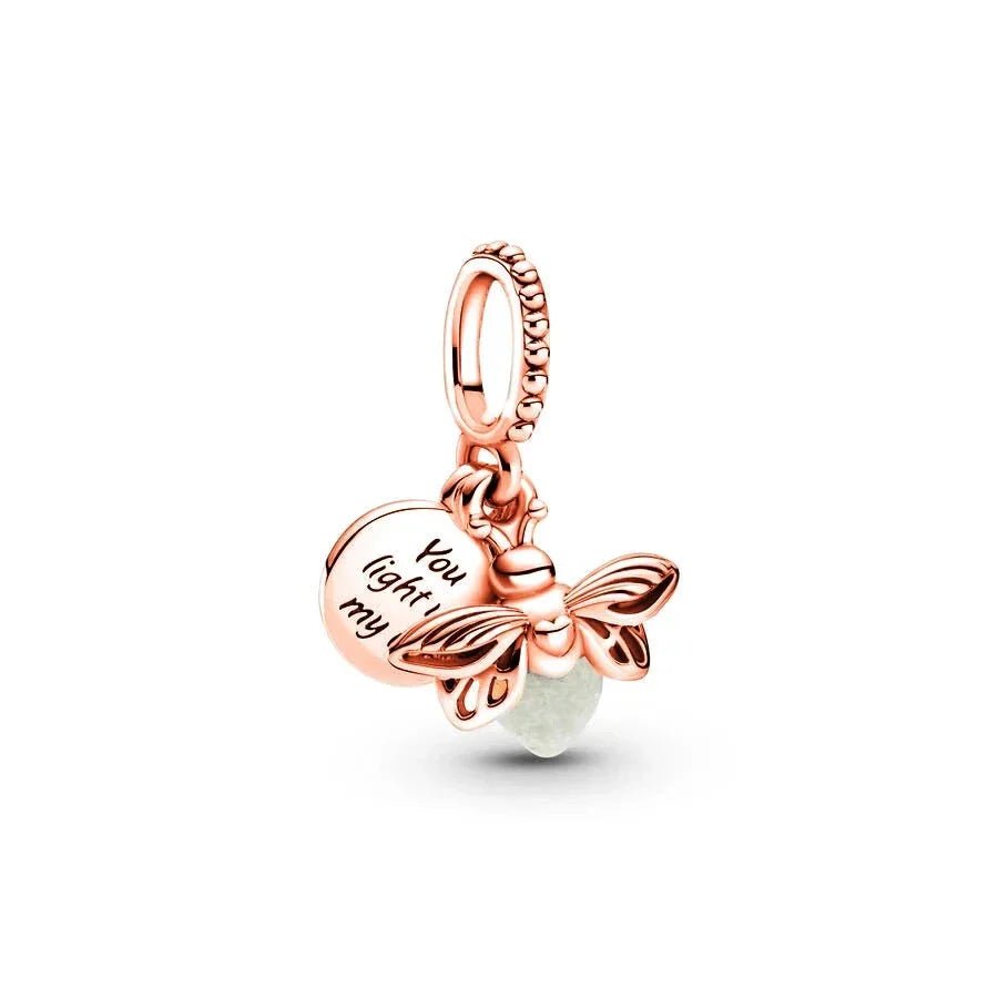 Glühwürmchen Charm Anhänger 925 Sterling Silber – Leuchtendes Symbol für Bettelarmband - CharmsLuv