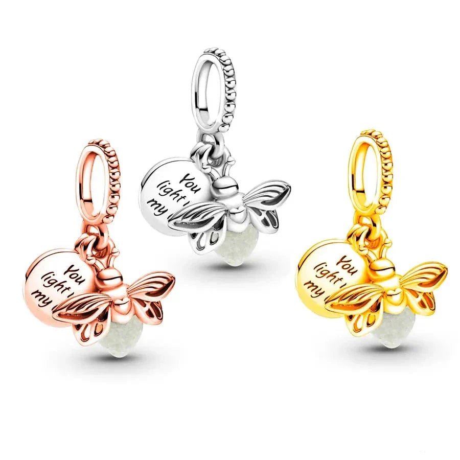 Glühwürmchen Charm Anhänger 925 Sterling Silber – Leuchtendes Symbol für Bettelarmband - CharmsLuv