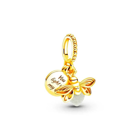 Glühwürmchen Charm Anhänger 925 Sterling Silber – Leuchtendes Symbol für Bettelarmband - CharmsLuv