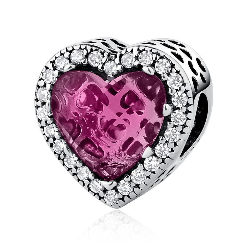 Herz Charm Anhänger 925 Sterling Silber – Detailreicher Bettelarmband Anhänger mit Zirkonia - CharmsLuv