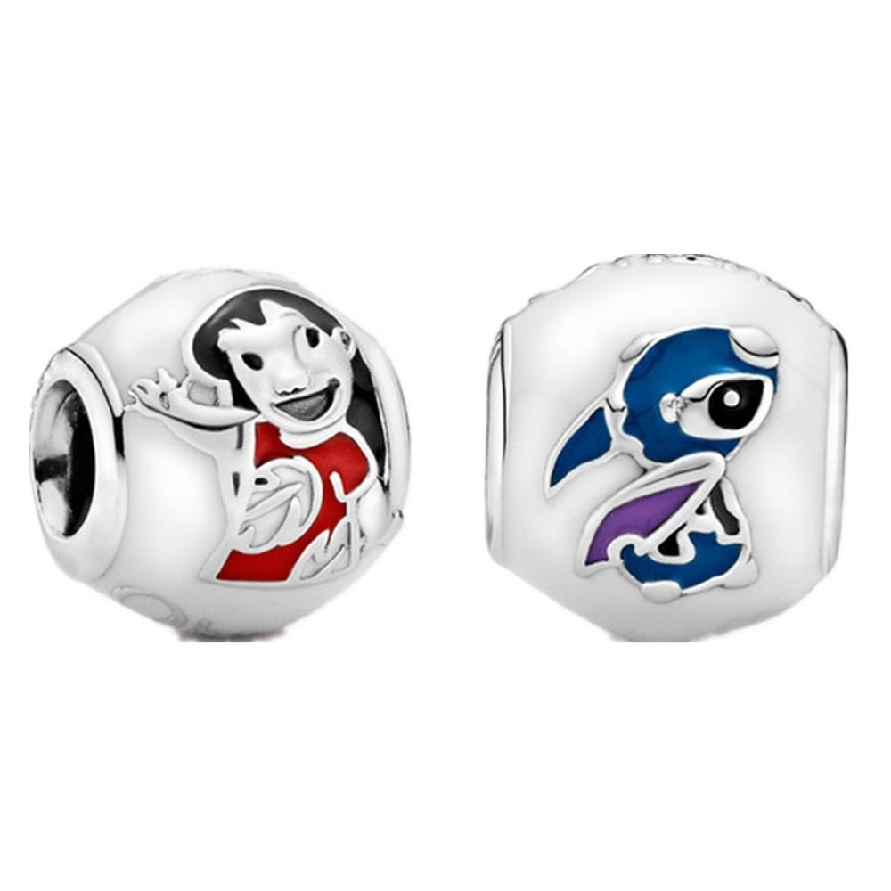 Lilo &amp; Stitch Charm 925 Sterling Silber – Ohana Familie Anhänger mit Zirkonia - CharmsLuv