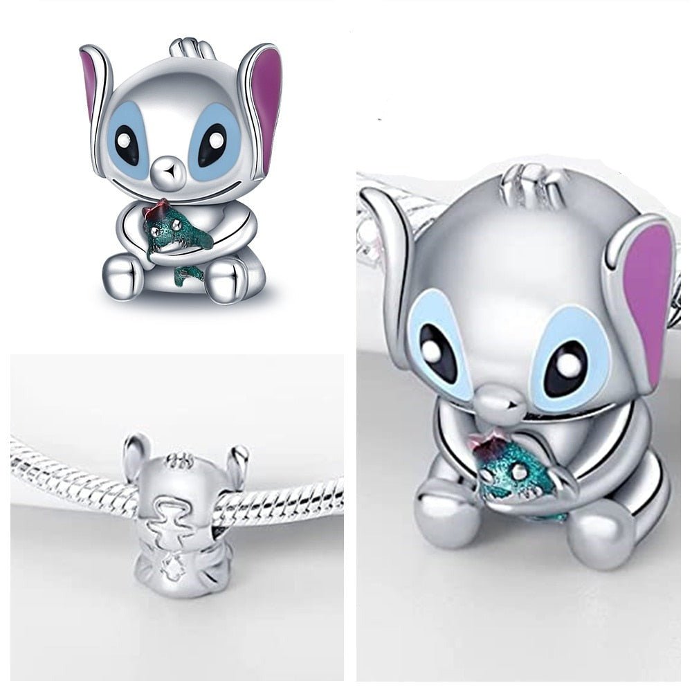 Lilo &amp; Stitch Charm 925 Sterling Silber – Ohana Familie Anhänger mit Zirkonia - CharmsLuv