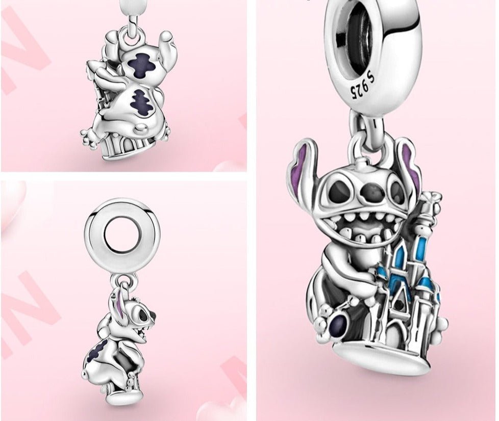 Lilo &amp; Stitch Charm 925 Sterling Silber – Ohana Familie Anhänger mit Zirkonia - CharmsLuv