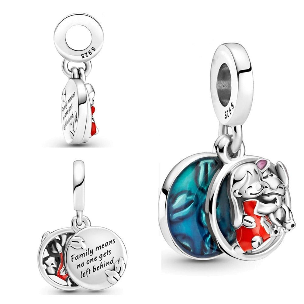 Lilo &amp; Stitch Charm 925 Sterling Silber – Ohana Familie Anhänger mit Zirkonia - CharmsLuv