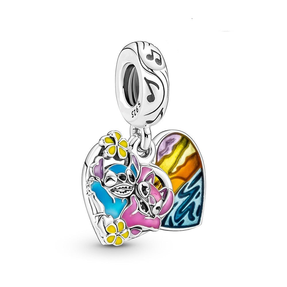 Lilo &amp; Stitch Charm 925 Sterling Silber – Ohana Familie Anhänger mit Zirkonia - CharmsLuv